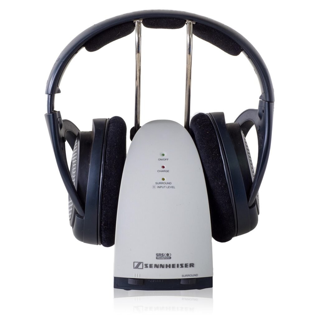 sennheiser wireless headphones, headphones, isolated, music, sound, audio, white, equipment, object, technology, headset, stereo, dj, black, ear, headphone, earphones, radio, entertainment, listen, vacuum, studio, earphone, device, listening