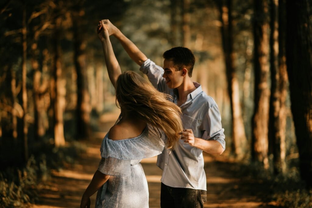 Love Under Surveillance: Is Privacy Killing Romance? 4 man and woman dancing at center of trees