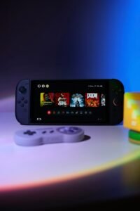 A nintendo switch is displaying games.