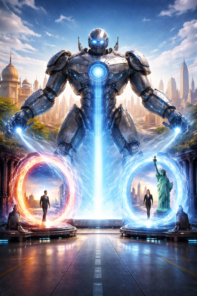 teleportation by giant robot