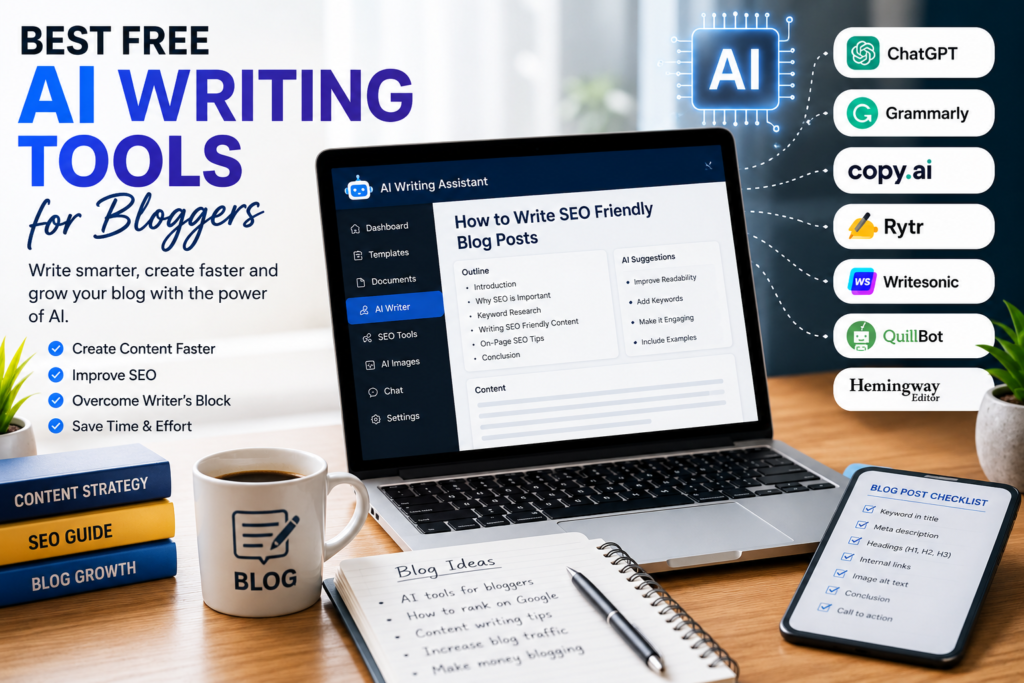 Free AI Writing Tools for Bloggers: Write More, Stress Less 8 Free AI Writing Tools for Bloggers